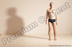 Underwear Gymnastic poses Man White Slim Bald Brown Dancing Dynamic poses Academic